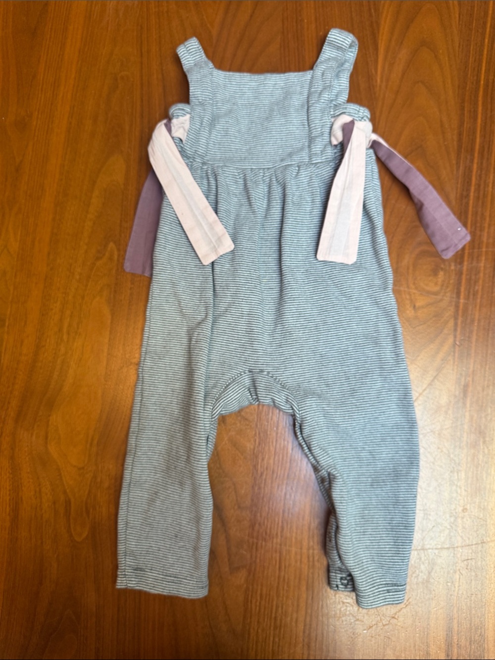 Nordstrom Baby Striped Gray and Lavender Tie-Shoulder One-Piece